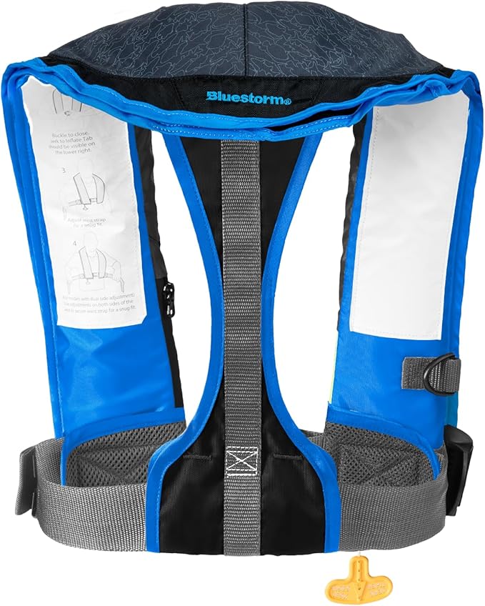 BLUESTORM Stratus 35 Inflatable Life Jacket PFD for Adults | US Coast Guard (USCG) Approved Automatic Self Inflating Life Vest Preserver with Manual Ripcord