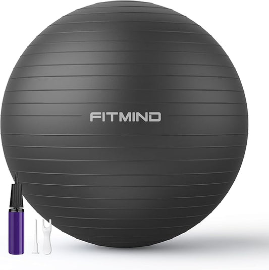 FITMIND_ Extra Thick Exercise Ball Yoga Ball 22in/26in/30in for Workout Pregnancy Stability,Anti-Burst and Slip Resistant Swiss Ball with Pump for Yoga, Pilates, Fitness,Birthing,Physical Therapy