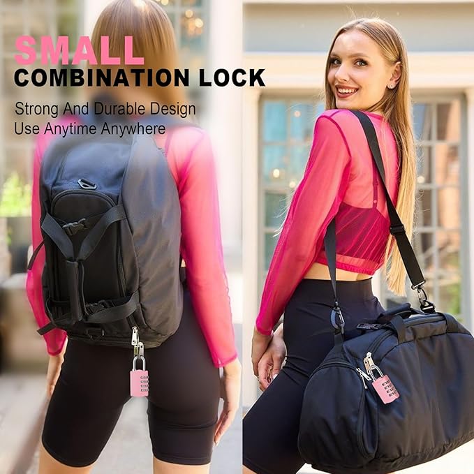 DELSWIN Small Combination Lock for Locker, 4-Digit Mini Combo Lock for Backpack and Luggage, [Sakura Pink] Combination Padlock for School Gym Locker (Pack of 4)