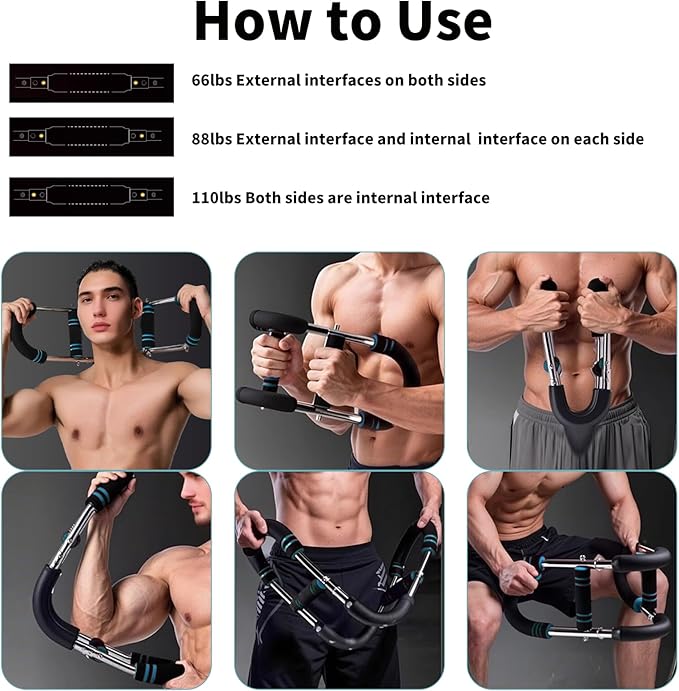 Arm Trainer Adjustable Chest Workout Equipment for Men – Portable Clip Expander for Muscle Training, Forearms, Shoulders, Body Strength Fitness Equipment