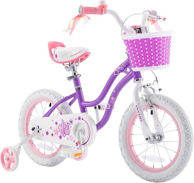 RoyalBaby Girls Bike EZ Bike Stargirl Training Free Balance to Pedal Easy Learning Bicycle, 12-20 Inch for Toddlers & Big Kids.