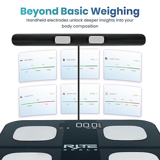 8-Electrode Smart Weight Scale for Body Weight with Mobile App | Digital Weight Scale | BIA Technology for BMI, Muscle Mass & More | Bluetooth Connectivity