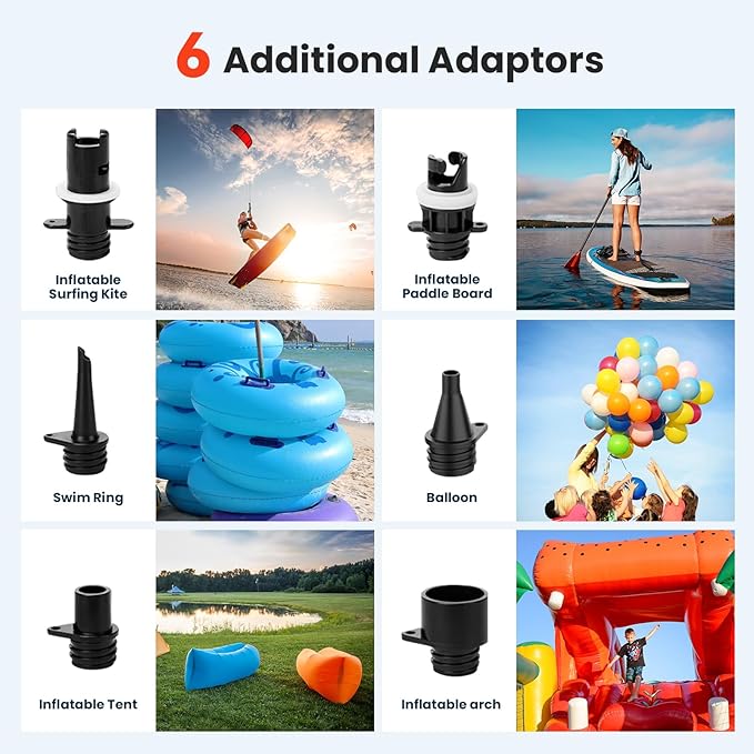 20PSI Paddle Board Pump, Sup Pump Electric Portable with Auto-Off/Deflation, Dual Stage 12V DC Car Connector Air Pump for Inflatables, Kayak and Air Mattress