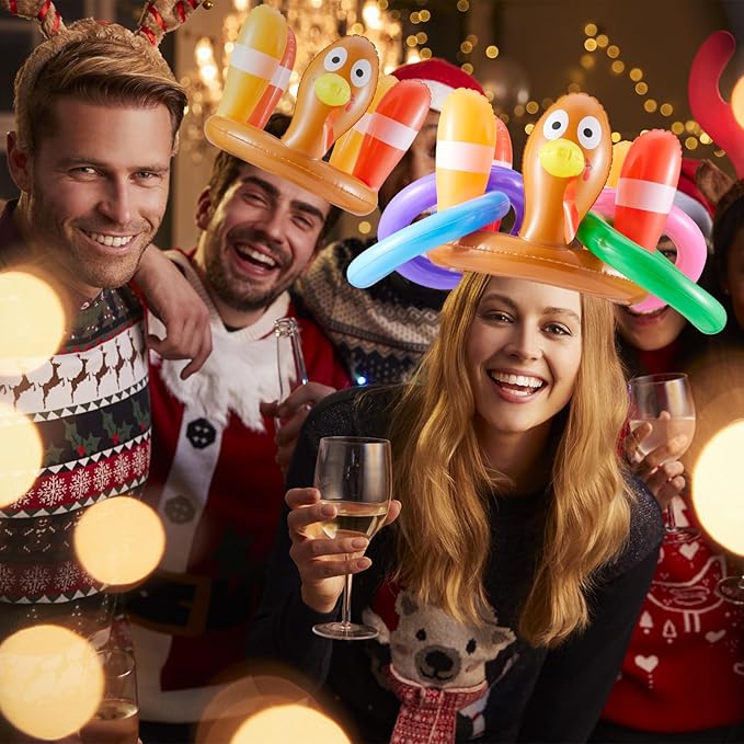 2 Sets Inflatable Ring Toss Game, Holiday Party Games for Kids Adults, Yard Game, Ring Hook Game for Family Party, Indoor Outdoor Games