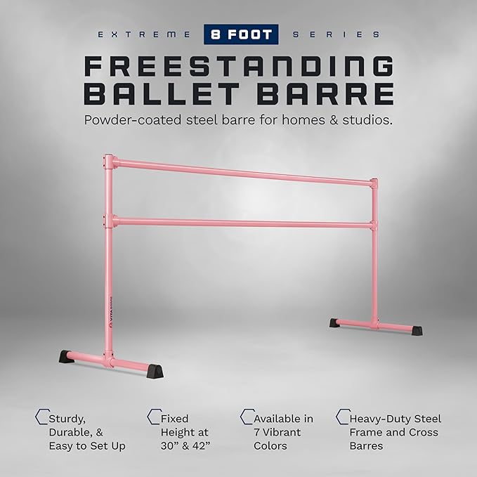 VITA Barre Portable Freestanding Double Ballet Barre, Extreme, Steel | Fixed Height, Made in USA, Home or Gym Exercise Equipment for Kids & Adults | Dance, Fitness, Pilates