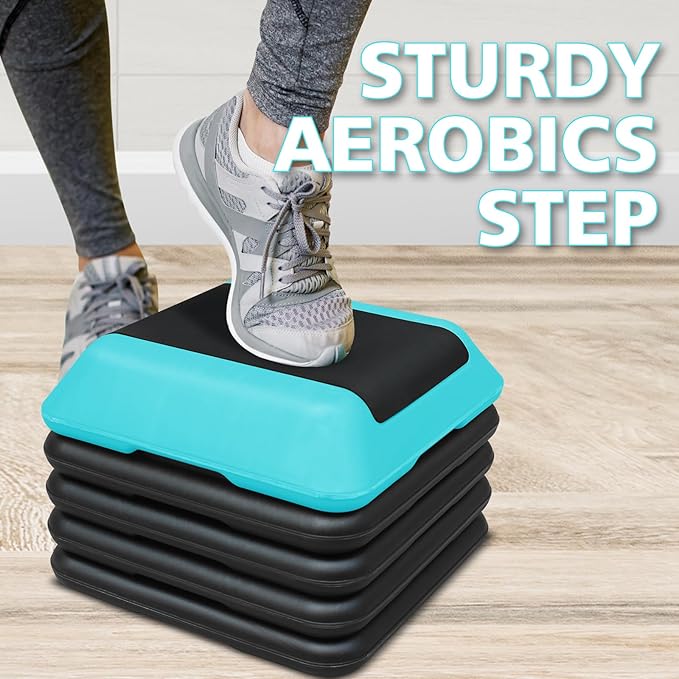 Exercise Aerobic Step Platform,Adjustable Height Fitness Stepper Stackable Risers, Aerobics Stepper Workout Stepper for Gym Home Cardio Strength & Training