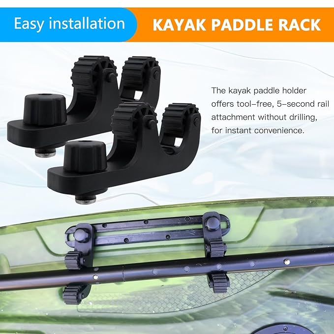 Kayak Paddle Holder, Kayak Accessories Track Mount for Kayak Paddles, Kayak Fishing Accessories by BLUE ELF