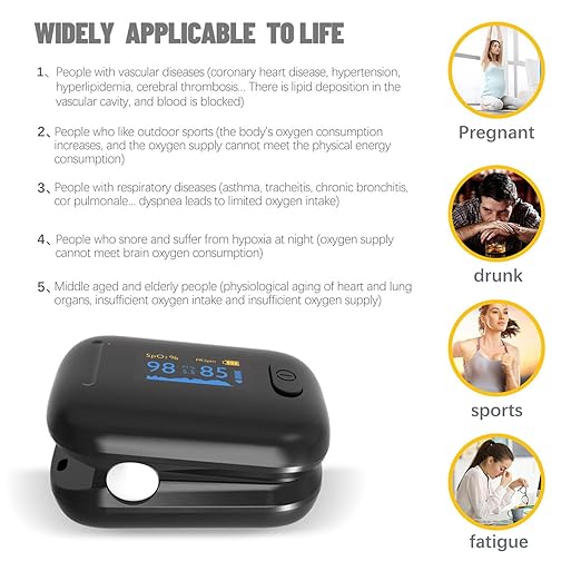 Oximeter, Pulse Oximeter, Oximeter with Alarm, Fingertip Pulse Oximeter, Oxygen Monitor Fingertip, HD OLED Display Oximetro with Batteries & Lanyard (Royal Black)