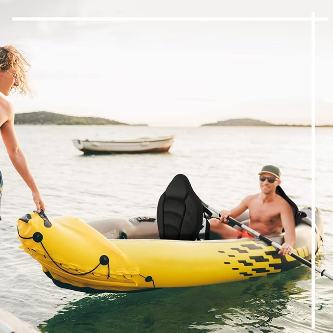 Lewtemi 2 Set Thicken Kayak Seat with Back Support Canoe Paddle Board Seat with Detachable Storage Bag Adjustable Sit on Top Paddleboard Cushion for Kayaking Canoeing Rafting