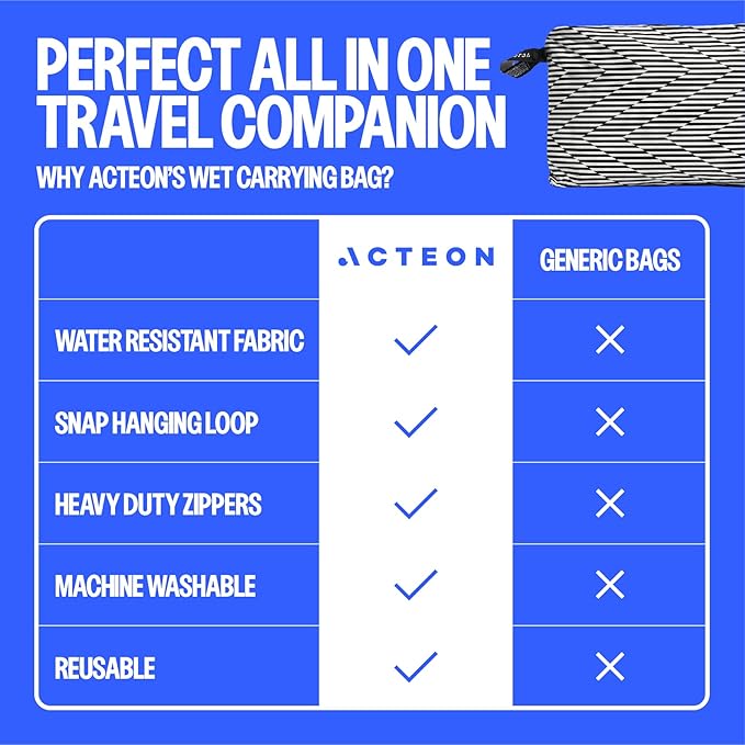 Acteon Wet Dry Bag, Large Travel Water-Resistant Swimsuit & Clothes Organizer, Foldable Pocket Sized Pool, Beach & Gym Bags, Fit for Bikini, Swim Workout Shoes & Towels, Toiletries, Dirty Laundry