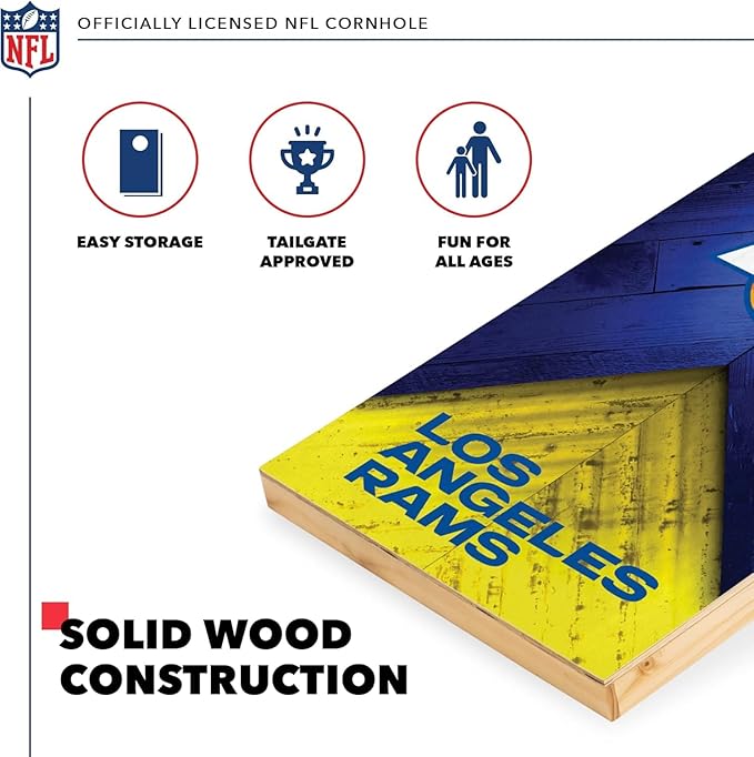 Wild Sports NFL Football 2' x 4' Regulation Size Solid Wood Cornhole Set with Direct Print HD Team Graphics Great Gift for Any Football Fan! Bean Bag Toss Family Outdoor Game
