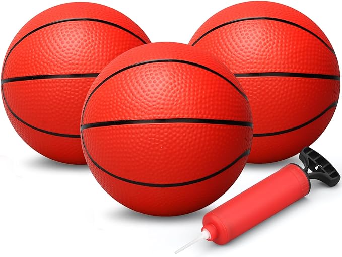 Dilabnba 8" Mini Rubber Replacement Basketballs for Basketball Hoop/Pool, Toddler Soft Beach Bouncy Ball Sports Party Game for Kids Adults, Junior Balls Indoor & Outdoor Arcades & Games (4PCS)