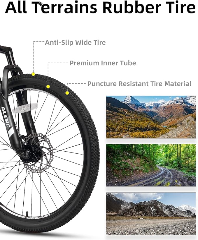 Glerc 20 24 Inch Kids Bike, Kids Mountain Bike for Boys and Girls Ages 6-14, 21-Speed Skyline Bicycle with Front Suspension and Disc Brakes, Multiple Colors