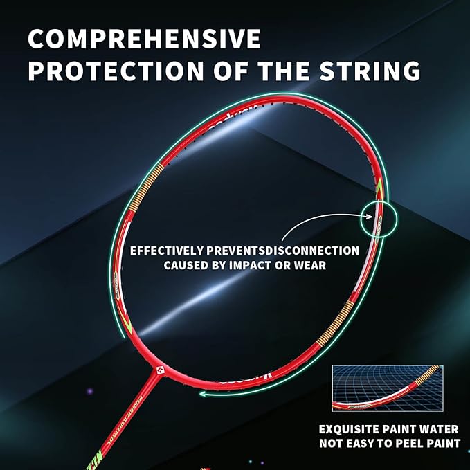 Badminton Racket Carbon Fiber, Badminton Racquet Set with Cover, Badminton Professional Racket Durable for Beginners Outdoor Games Gym