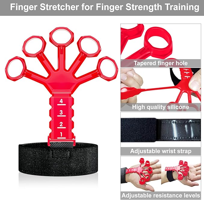ALMAH Hand Grip Strengthener kit(5 Pack),Grip Strength Trainer,Forearm Workout Trainer Adjustable Grip Exercises,Finger Grip Strengthener,Finger Stretcher,Grip Ring & Stress Relief Ball with Carry Bag