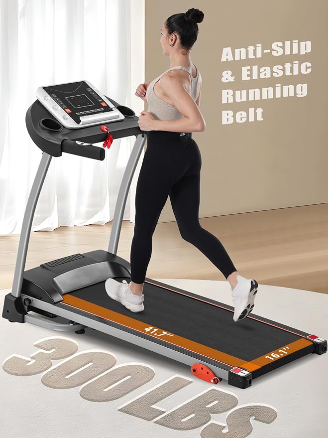 Merax Treadmills for Home,Foldable Treadmill with Incline, 300LBS Capacity Motorized Treadmills for Running Walking Exercise,3.0HP Quiet Treadmill Machine for Home with Heart Rate Sensors & Speaker