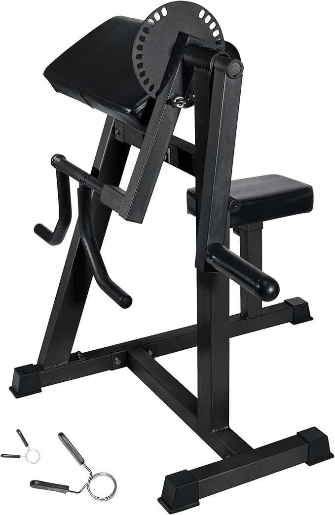 Valor Fitness Adjustable Preacher Curl Bench – Plate Loaded Arm Curl Station for Biceps and Triceps Workouts – Home Gym Strength Training Equipment with 150 lb Capacity