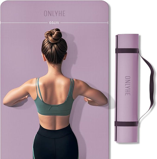 Yoga Mat Extra thick 8mm Exercise mat, Soft Lightweight TPE Fitness Mat with strap, High Elasticity, Anti-fatigue,non-slip mat for Women, Yoga, Camping, Travel, Gym & Outdoor | 72"L x 0.32"Th