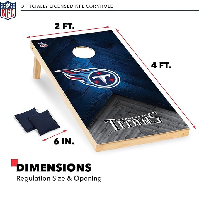 Wild Sports NFL Football 2' x 4' Regulation Size Solid Wood Cornhole Set with Direct Print HD Team Graphics Great Gift for Any Football Fan! Bean Bag Toss Family Outdoor Game