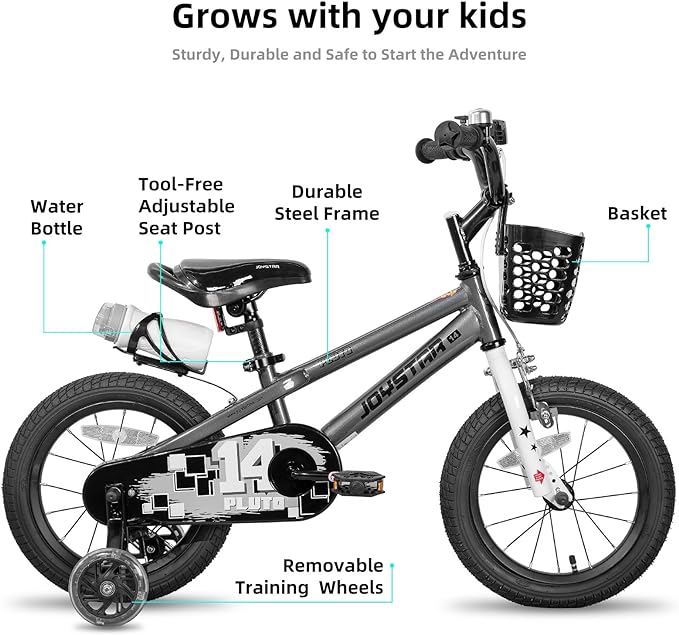 JOYSTAR Pluto 12 14 16 18 20 Inch Kids Bike with Light Up Training Wheels, Kids' Bicycle for Boys Girls Age 3-12 Years, Children Bikes, Multiple Colors