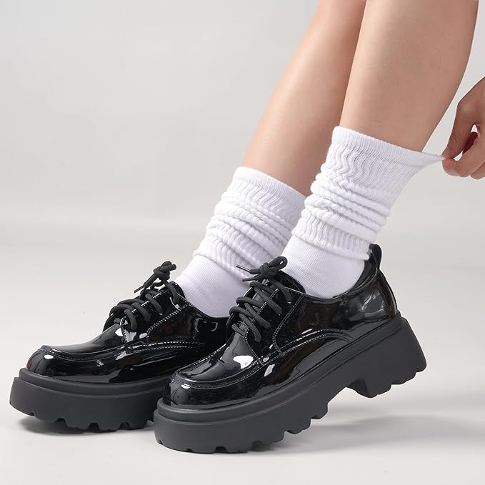 Grip Pilates Socks for Women, Yoga Slouch Socks with Grip for Barre Workout Hospital Long Scrunch Slipper Socks