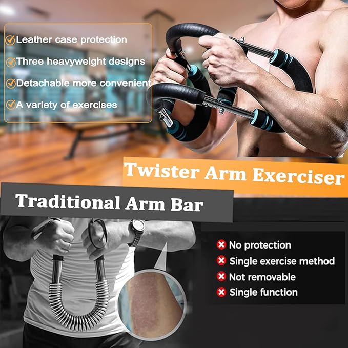 Twister Arm Trainer, Strength Training Wrist & Forearm Strengtheners Arm Exercise Equipment, Chest Workout Equipment, Portable Spring Resistance for Home and Gym