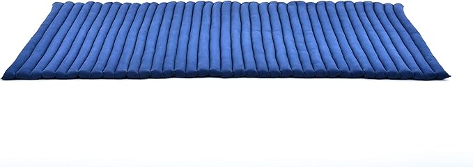 Leewadee - Kapok Roll Mat – Handcrafted Folding Sleep & Relaxation Mattress from Thailand, Ideal as Guest Bed, Camping Mat, Yoga Mat or Traditional Futon, 75 x 39 inches, Blue