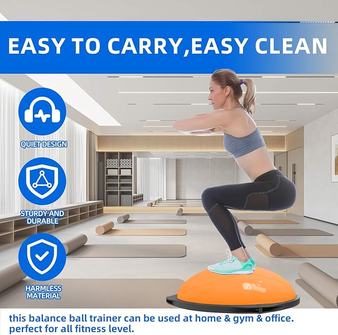 Balance Ball Home Workout Equipment, 27.5/31.5 inch Exercise Ball Balance Trainer, Stability Ball for Exercise, Half Balance Ball Strength Training Equipment for Cardio and Core Training