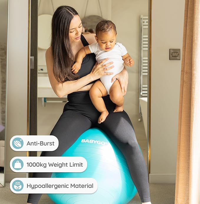 BABYGO Birthing Ball - Pregnancy Yoga Labor & Exercise Ball & Book Set Trimester Targeting, Maternity Physio, Birth & Recovery Plan Included Anti Burst Eco Friendly
