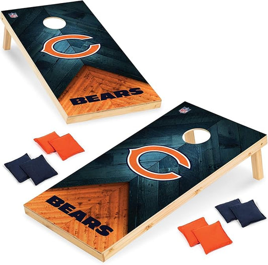 Wild Sports NFL Football 2' x 4' Regulation Size Solid Wood Cornhole Set with Direct Print HD Team Graphics Great Gift for Any Football Fan! Bean Bag Toss Family Outdoor Game