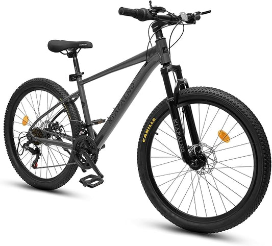 Mountain Bike 24 26 Inch, 21 Speeds Aluminum Frame/High-Carbon Steel Frame, Front Suspension Boys Girls Sport Bike, Adult Teens Bicycle for City Commuters, Summer Ride and Short Trip Camping