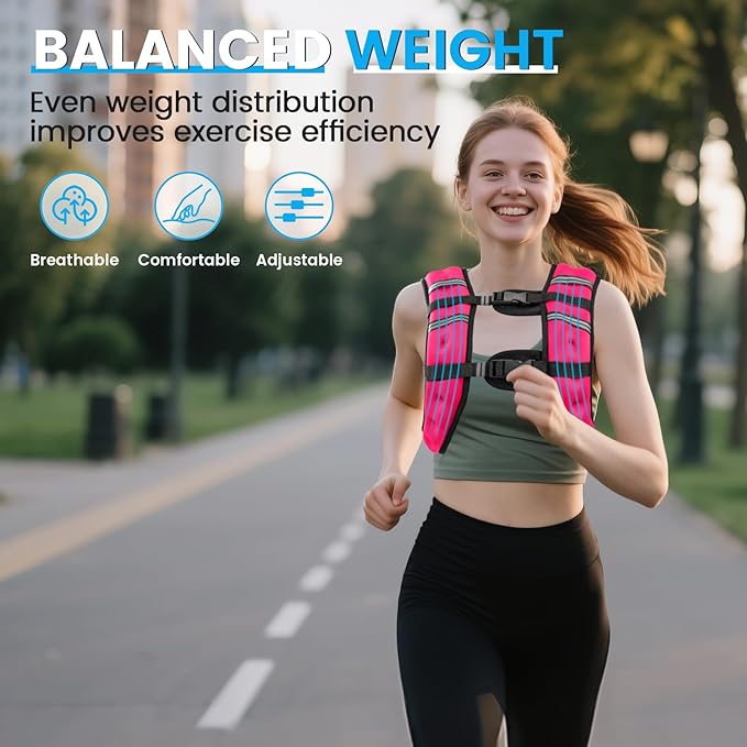 Weighted Vest, 6lb/8lb/12lb/16lb/20lb/30lb for Men, Women with Reflective Stripe, Weight Vests Adjustable for Workout, Strength Training, Running, Fitness, Muscle Building, Weight Loss