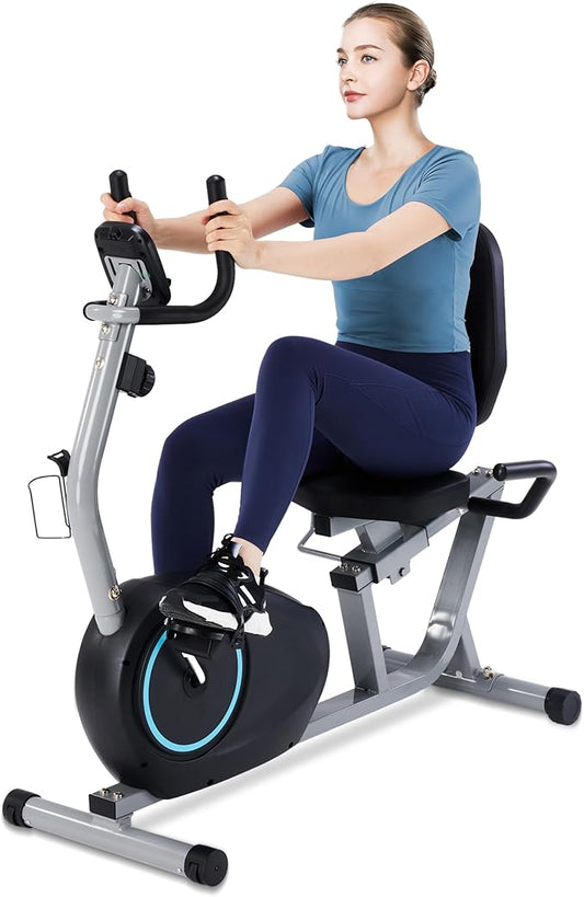 Recumbent Exercise Bike for Seniors - 400LB Weight Capacity Recumbent Bikes with Comfortable Seat, Pulse Sensor, 16-level Resistance, LCD Monitor