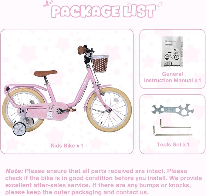 Kids Bike 16 inch Boys Girls Ages 4-7 Years Old Cruiser Bicycle with Woven Basket Single Speed for Youth Caliper Brake Band Brake Rear Rack Included Multiple Colors