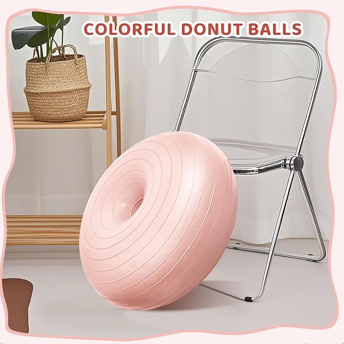 Lewtemi Flexible Seating for Classroom 20 Inch Inflatable Yoga Ball Chair Large Donut Exercise Ball Chair Cushion Seat with Inflator for Kid Student Sensory Balance Home Office