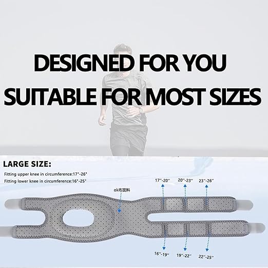 Knee Brace for Women Men Adjustable Support with Cushioned Silicone Pad Anatomical Cut Design for Men Women Athletic Training Patellar Tendon Support (Gray)