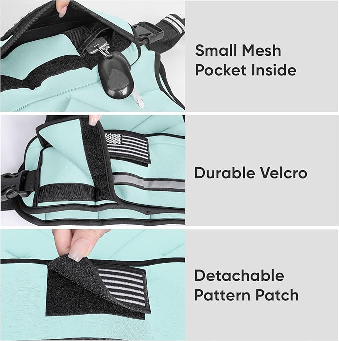 APEXUP Adjustable Weighted Vest, 4-10lb/12-18lb/20-32lb Vest with 6 Ironsand Weights and Large Pocket, Weight Vest for Men Women Strength Training, Running, Walking