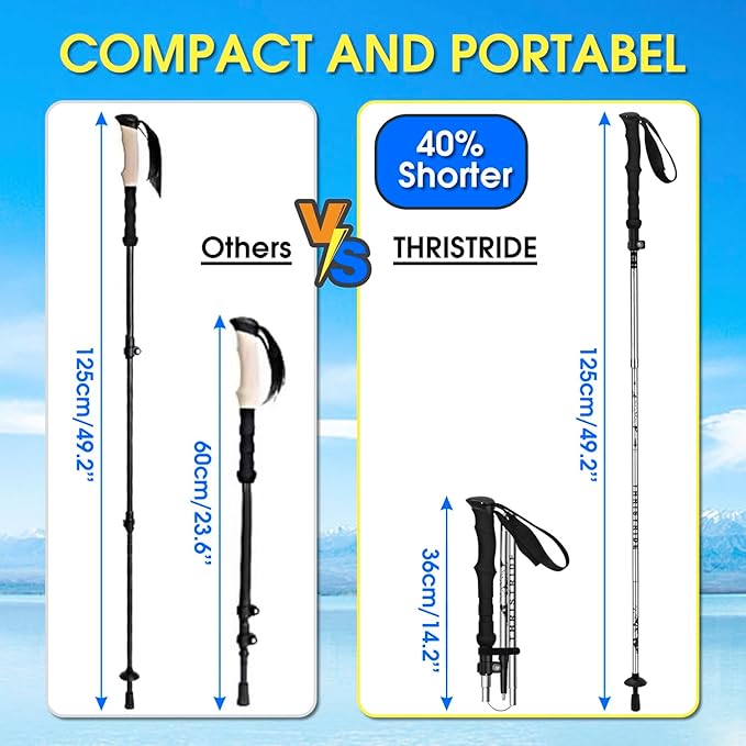 Collapsible Aluminum Single Trekking Pole(1pc) - Lightweight Hiking Stick for Women, Men & Seniors, Adjustable Walking Sticks for Hiking, Camping & Outdoor Activities