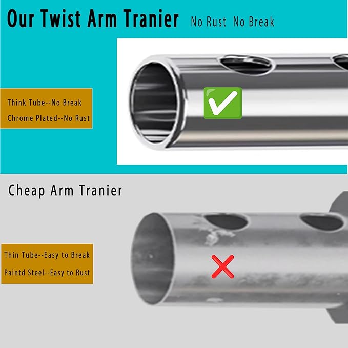 Heavy Duty Twister Arm Trainer for Men, Professional Arm Chest Trainer with No-Rust Chrome Steel & Wrinkle-Free Grips, 66-110lb 5-Level Adjustable Home Gym Workout Equipment