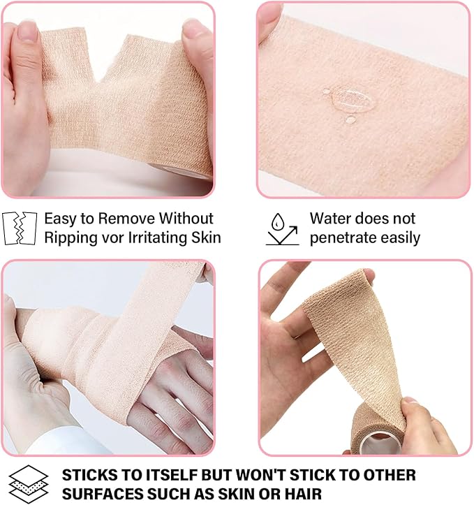 OZER 12 Pack 4 Inch x 5 Yards Self Adhesive Bandage Breathable Cohesive Bandage Wrap Rolls Elastic Self-Adherent Tape for Stretch Athletic, Sports, Wrist, Ankle