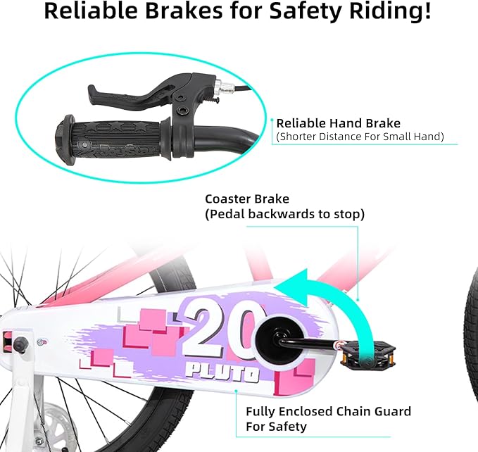 JOYSTAR Pluto 12 14 16 18 20 Inch Kids Bike with Light Up Training Wheels, Kids' Bicycle for Boys Girls Age 3-12 Years, Children Bikes, Multiple Colors