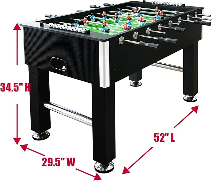 Seydrey 55-Inch Competition Foosball Table, Black, with Chrome-Plated Steel Rods