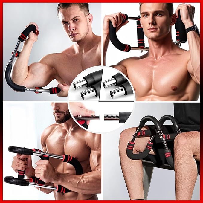 Chest Workout Equipment, 3 Holes Adjustable 66-130lb Portable Detachable Fitness Machine, Trainer Arm Traine for Men Women