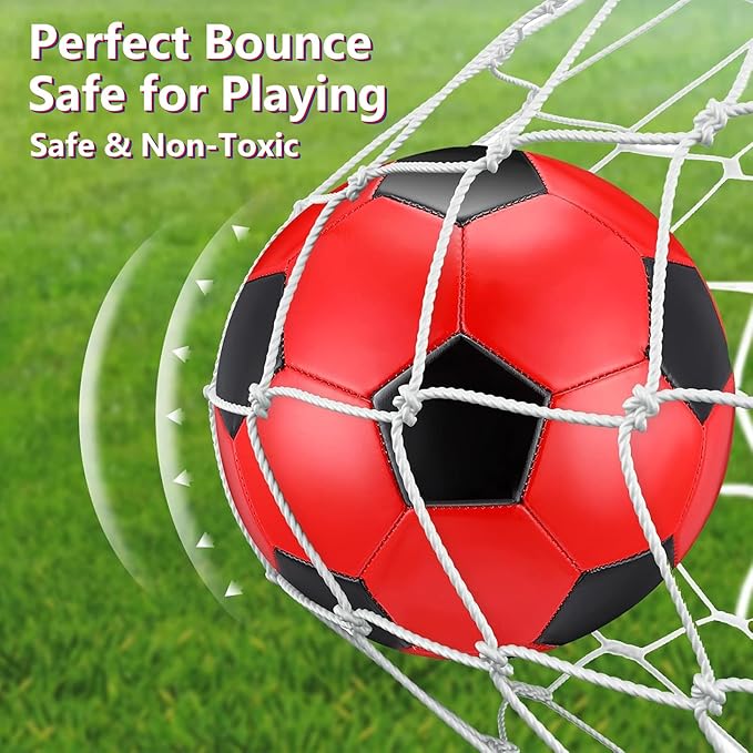 Deekin 6 Pcs Soccer Ball Bulk with Pump Size 5/4/3 Soccer Ball for Indoor Outdoor Sport Practice Competition Sport Training Accessories for Youth Adults