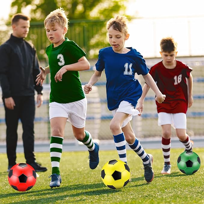 Deekin 6 Pcs Soccer Ball Bulk with Pump Size 5/4/3 Soccer Ball for Indoor Outdoor Sport Practice Competition Sport Training Accessories for Youth Adults