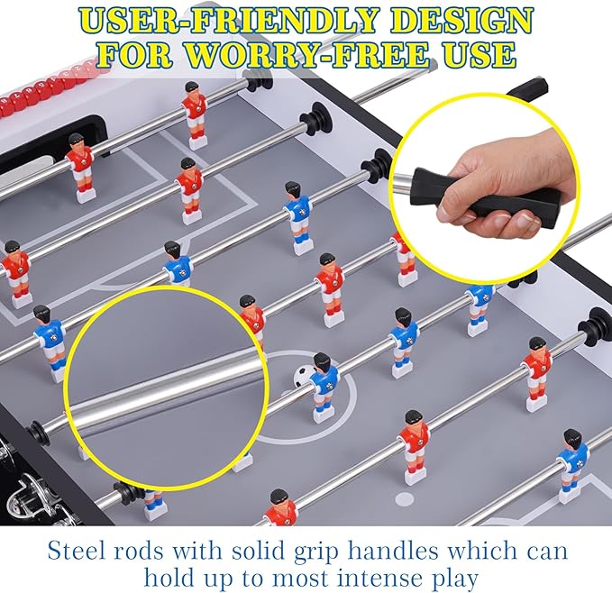 Foosball Table, 58inch Competition Soccer Table Game w/ 2 Balls for Adult Kids Youth, Heavy-Duty Arcade Table Soccer for Home, Game Room