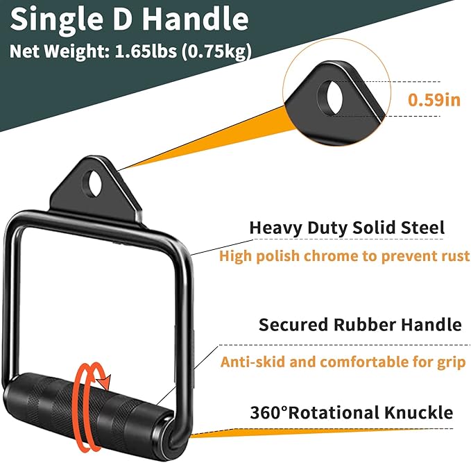 Cable Attachments for Gym, Cable Machine Attachment Set, LAT Pulldown Attachments, Cable Machine Accessories, Tricep Pull Down Attachment, Home Gym Accessories