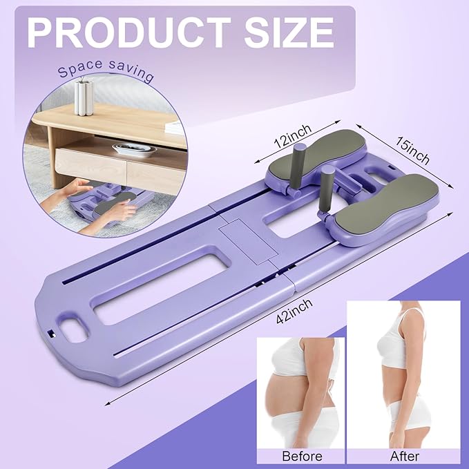 Pilates Board, Pilates Reformer Set, Portable Ab Core Trainer, Multifunctional Abdominal Board, Portable pilate Reformer, Foldable Pilates Reformer Board for Home