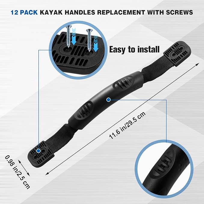 Tallew 12 Pack Kayak Carry Handles Replacement with Washers and Screws Canoe Boat Handles Kayak Parts Accessory Kit for Watercraft Ocean Perception Water Outdoor Sport Suitcase Luggage