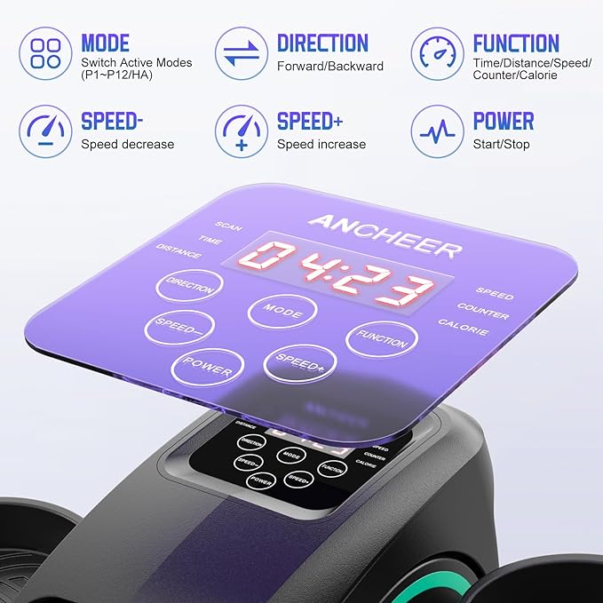 ANCHEER Under Desk Elliptical Machine, Electric Seated Pedal Exerciser, Mini Elliptical Machines for Seniors, LCD Display Monitor, Remote Control, Leg Exerciser for Home